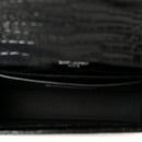 Calfskin Crocodile Embossed Small Classic Monogram Kate Tassel Satchel Black