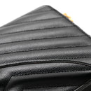 Grain De Poudre Matelasse Chevron Monogram Envelope Chain Wallet Black