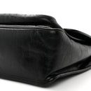 Crinkled Calfskin Monogram Medium Niki Chain Satchel Black