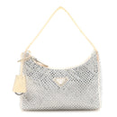 Satin Crystal Mini Re-Edition 2000 Bag White