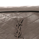 Crinkled Calfskin Matelasse Monogram Medium Niki Chain Satchel Greyish Brown