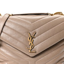 Calfskin Y Quilted Monogram Medium Loulou Chain Satchel Dusty Grey
