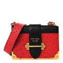 City Calfskin Ostrich Cahier Bag Fuoco Black