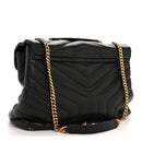 Grain de Poudre Calfskin Y Quilted Monogram Medium Loulou Chain Satchel Black