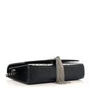 Calfskin Crocodile Embossed Small Classic Monogram Kate Tassel Satchel Black