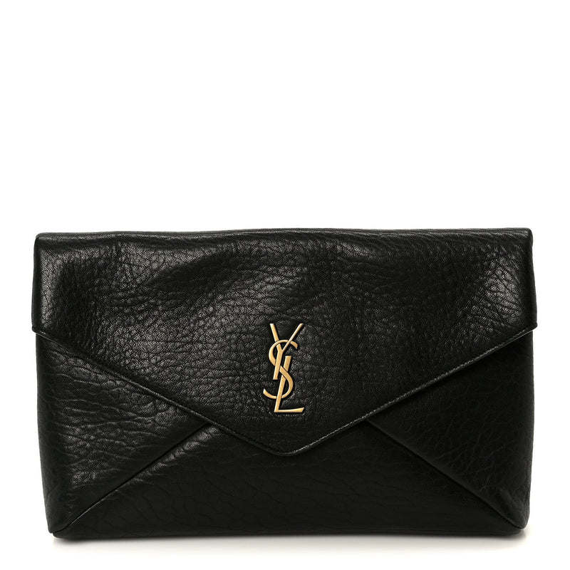 Grained Lambskin Cassandre Envelope Pouch Black