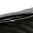 Sheepskin Matelasse Chevron Monogram Monochrome Large College Satchel Black