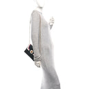 Calfskin Medusa Whipstitch Envelope Clutch Black White