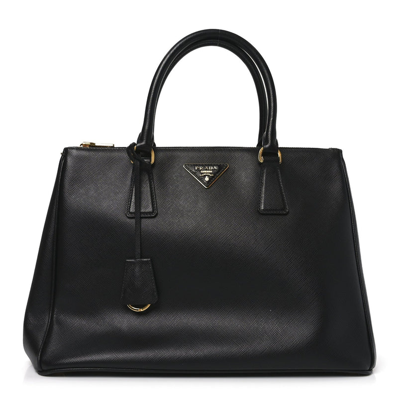 Saffiano Medium Galleria Double Zip Tote Black