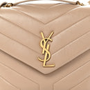 Calfskin Y Quilted Monogram Small Loulou Chain Satchel Dark Beige