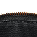 Coated Canvas Medium La Greca Signature Pouch Black Caramel