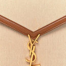 Canvas Calfskin Medium Classic Monogram Cassandra Top Handle Tan Natural