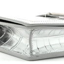 Metallic Crocodile Embossed Calfskin Greca Goddess Wallet On Chain Silver