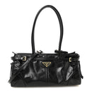 Glossy Calfskin Triangle Medium Bonnie Shoulder Bag Black