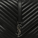 Sheepskin Matelasse Chevron Monogram Large College Satchel Black