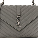 Sheepskin Matelasse Chevron Monogram Medium College Bag Granite