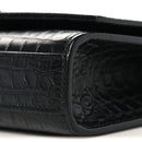 Calfskin Crocodile Embossed Small Classic Monogram Kate Tassel Satchel Black