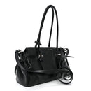 Antiqued Calfskin Triangle Medium Bonnie Shoulder Bag Black
