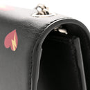 Calfskin Medium Heart Bolts Monogram Kate Satchel Black