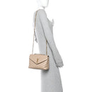 Calfskin Y Quilted Monogram Small Loulou Chain Satchel Dark Beige