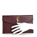 Calfskin Crocodile Embossed Uptown Monogram Clutch Rouge Legion