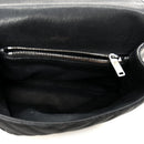 Sheepskin Matelasse Chevron Monogram Monochrome Medium College Bag Black