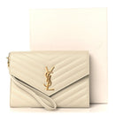 Grain De Poudre Matelasse Chevron Cassandre Envelope Chain Wallet Crema Soft