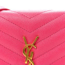 Grain De Poudre Matelasse Chevron Monogram Envelope Chain Wallet Fresh Fuchsia