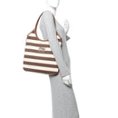 Canvas Calfskin Striped Ivy  Cacao Naturale