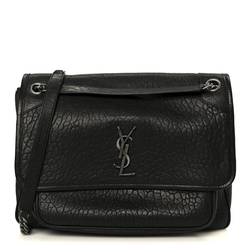 Grained Lambskin Monogram Large Niki Chain Satchel Black