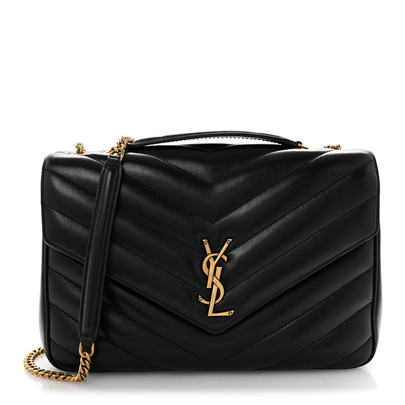 Lambskin Quilted Monogram Large Loulou Black