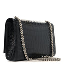 Calfskin Crocodile Embossed Small Classic Monogram Kate Tassel Satchel Black