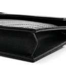 Grain De Poudre Matelasse Chevron Monogram Monochrome Envelope Chain Wallet Black