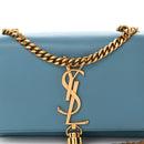 Smooth Calfskin Small Classic Monogram Kate Tassel Satchel Turquoise