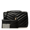 Lambskin Chevron Quilted Large Loulou Black