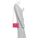 Grain De Poudre Matelasse Chevron Monogram Envelope Chain Wallet Fresh Fuchsia