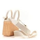 Wicker Canvas Mini Tote Tan White