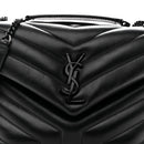 Calfskin Y Quilted Monogram Monochrome Small Loulou Chain Satchel Black