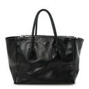 Glace Calf Twin Pocket Tote Black