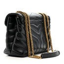 Calfskin Y Quilted Monogram Small Loulou Chain Satchel Black