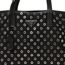 Tessuto Nylon Calfskin Grommet Tote Black