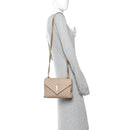 Sheepskin Matelasse Chevron Monogram Medium College Bag Dark Beige