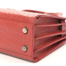 Calfskin Crocodile Embossed Nano Sac De Jour Rose Fonce