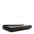 Grain De Poudre Matelasse Chevron Monogram Envelope Chain Wallet Black