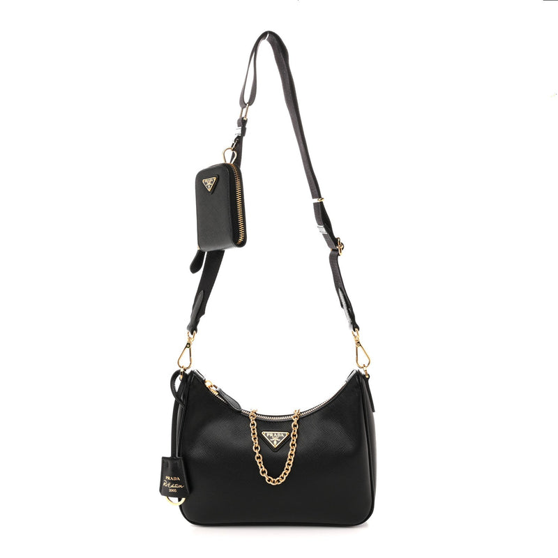 Saffiano Lux Re-Edition 2005 Shoulder Bag Black