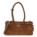 Suede Triangle Medium Bonnie Shoulder Bag Cacao