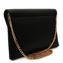 Satin Crystal La Medusa Pouch On Chain Black