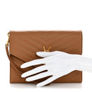 Grain De Poudre Matelasse Chevron Monogram Envelope Clutch Natural Dark