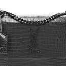 Calfskin Crocodile Embossed Medium Monochrome Monogram Sunset Black