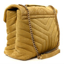 Suede Y Quilted Monogram Medium Loulou Chain Satchel Chartreuse
